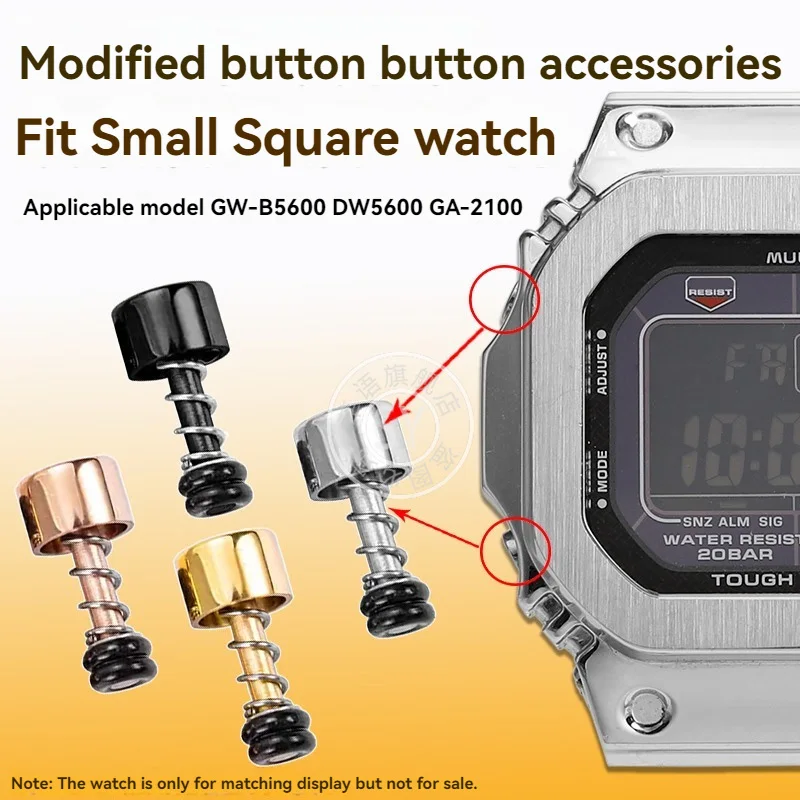 GW-B5600 GA2100 زر الساعة لساعة كاسيو G-SHOCK DW-5600 GA-2100 GW-B5600 من الفولاذ المقاوم للصدأ زر جانبي مخصص أسود فضي