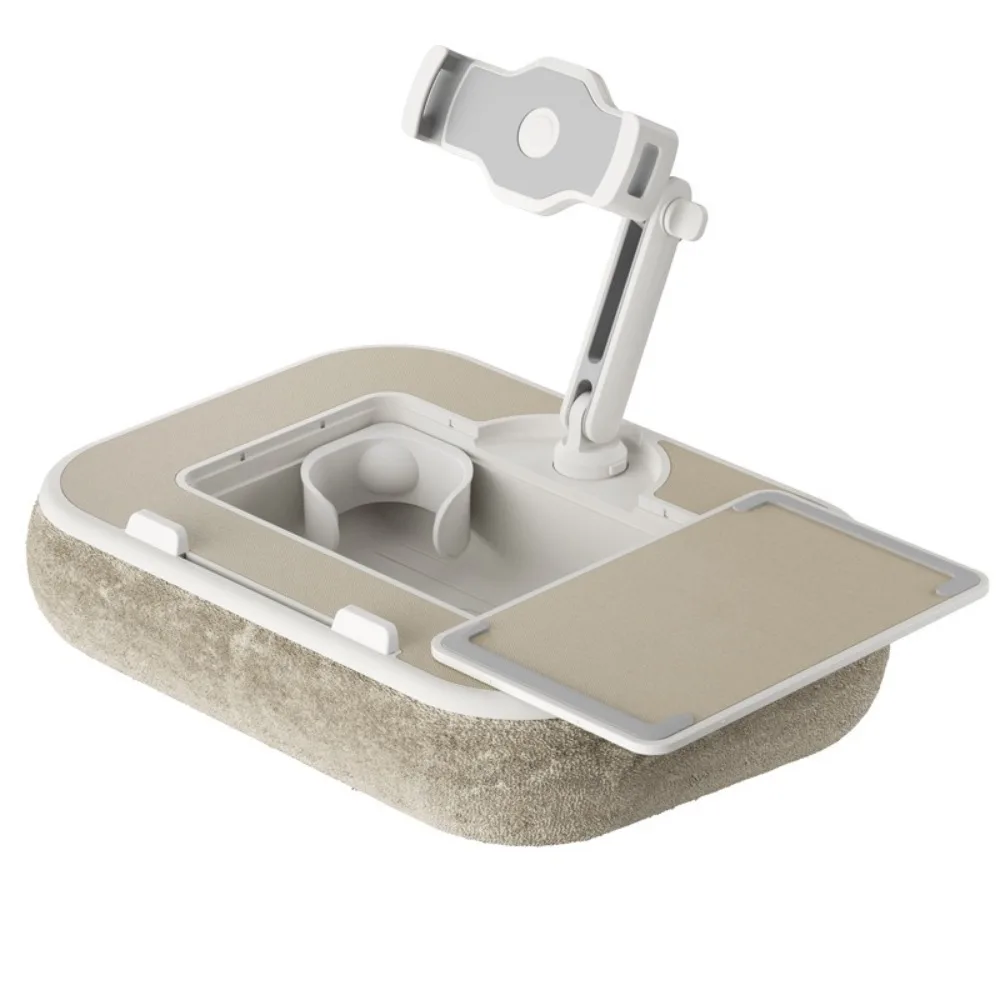 

360 ° Вращающаяся подставка-подушка для планшета с многофункциональным хранилищем, держателем для телефона, отсеком для закусок и подстаканником, подушка-столик для ноутбука