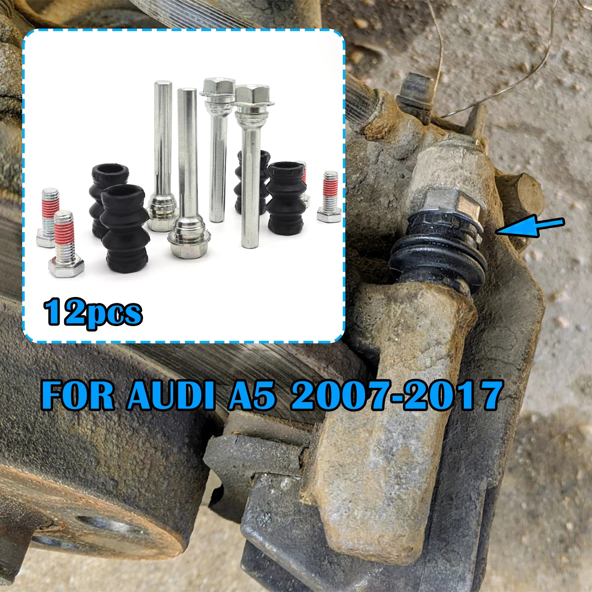 Rear Brake Caliper Cylinder Slider Guide Pin FOR AUDI A5 2007 2008 2009-2017 For Disc Housing Bolts Rubber Bushing Boot Seal Kit