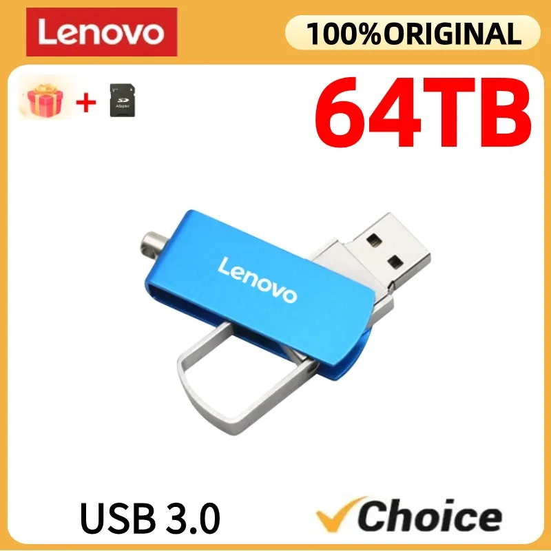 Lenovo-Unidade Flash USB Original, Mini CLE Memory Stick, Pendrive de 16TB, USB 3.0, Pendrive de 4TB, Pendrive de 64TB, Notebook, Computador