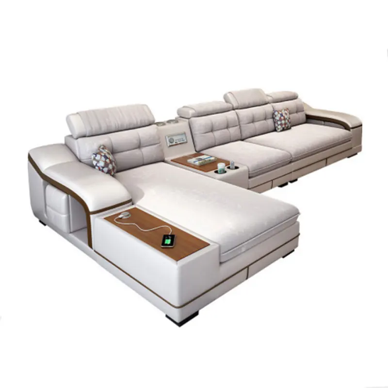 Modernes Echtleder-L-Sofa Luxuriöses Echtleder-Sofa-Set Möbel Wohnzimmer-Couch