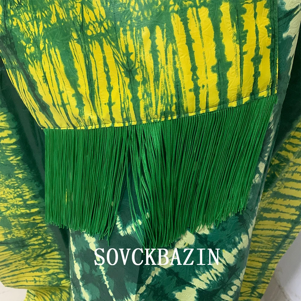 African Dress For Women With Scarf Shawl Printing Riche Bazin Nigerian Traditional Wedding Party Dashiki Robe For Wedding Cloth