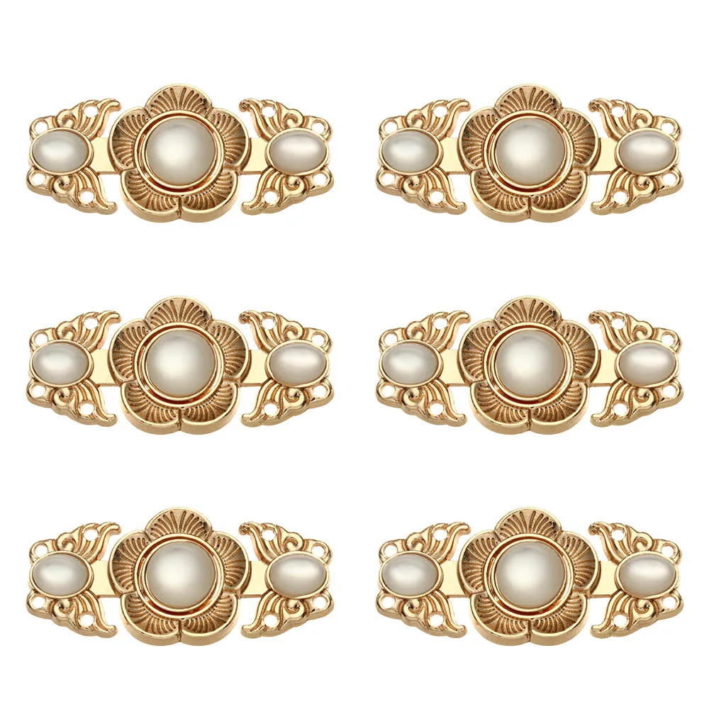 6Pcs Retro Sweater Cardigan Cheongsam Buckle Metal Buttons Cape Cloak Clasp Connection Buckle