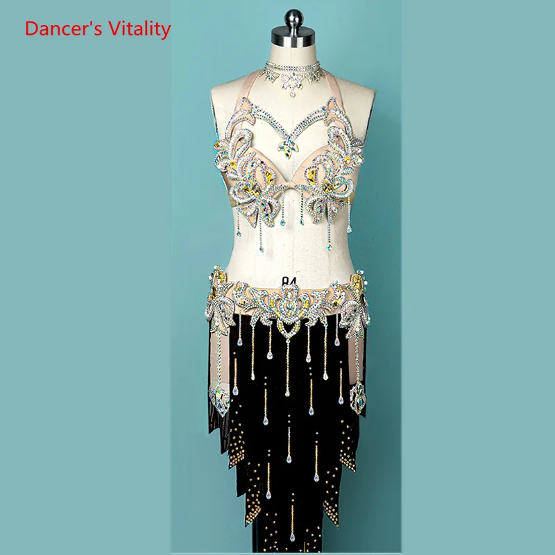 Belly Dance Inspired Performance Clothes 2022 New Tassel Short Skirt Race Costumes Customization Adult Children Oriental Outfit