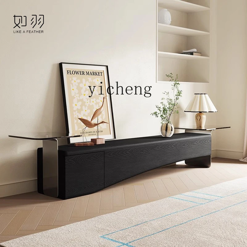 

LX household all solid wood black ash wood TV wall cabinet original