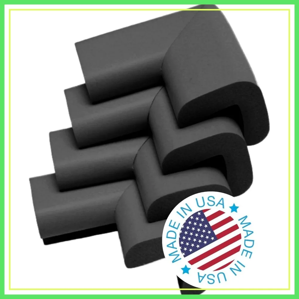 

4-Pack Safety Corner Cushion, Black, Child Proofing Corner Guard, Home Furniture Bumper, Baby Proof Table Protector, Made in USA
