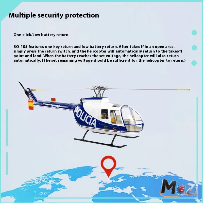 เฮลิคอปเตอร์บังคับวิทยุ Flying Wing Bo105 รุ่นจำลอง 470 ระดับ ควบคุมระยะไกล ฟังก์ชั่นหลากหลาย ระบบควบคุมการบิน H1 ระบบ GPS กลับอัตโนมัติด้วยคลิกเดียว