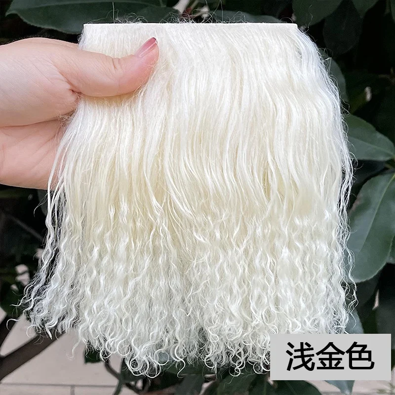 High Quality Sheepskin Wool Lamb Fur Pelt Hair Row Curly Hair Extensions BJD SD Blyth Dolls Wigs Hair Wefts Accessories