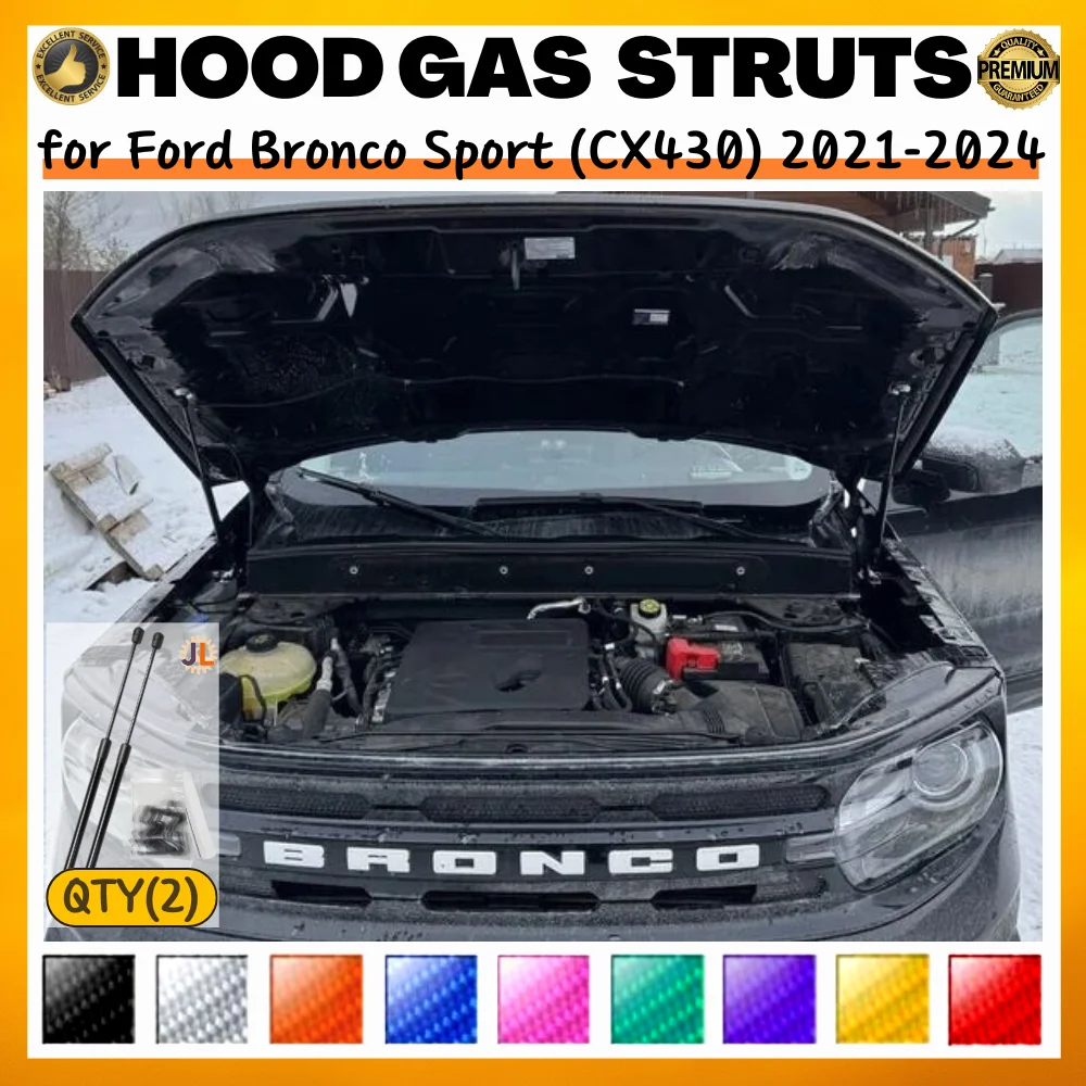 Qty(2) Hood Struts for Ford Bronco Sport (CX430) 2021-2024 Front Bonnet Modify Gas Springs Shock Absorbers Lift Supports Dampers