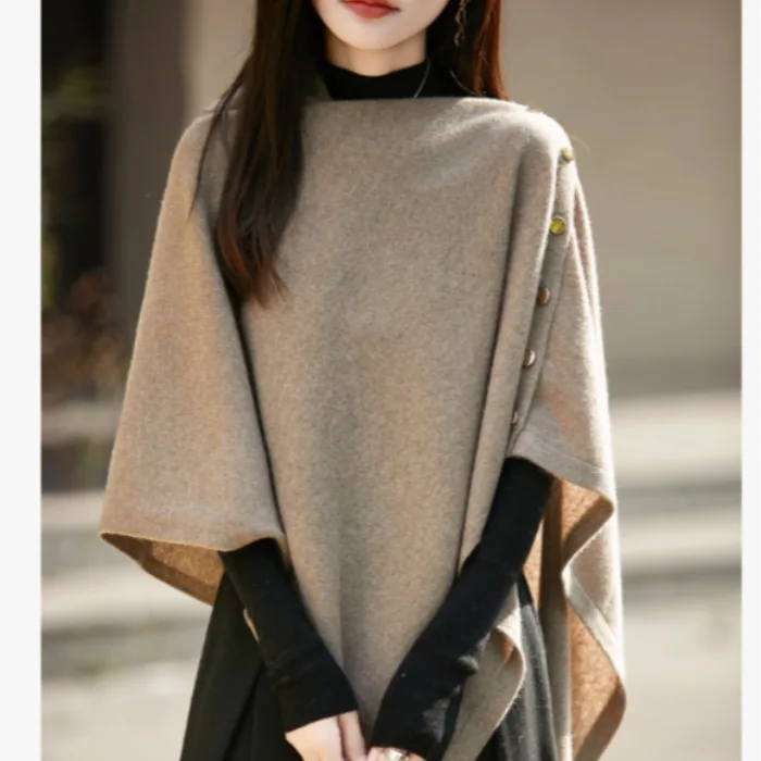 

Women's Woolen Knitted Scarf Shoulder Wrap Cowl Neck Long Sleeve Warm Casual Style Fashion Design Autumn Winter Coat Top