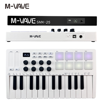 M-VAVE SMK-25 II MIDI Pad Controller Keyboard USB Mini 25 Key 16 RGB Drum Pads 8 Knobs and Music Production Software Included