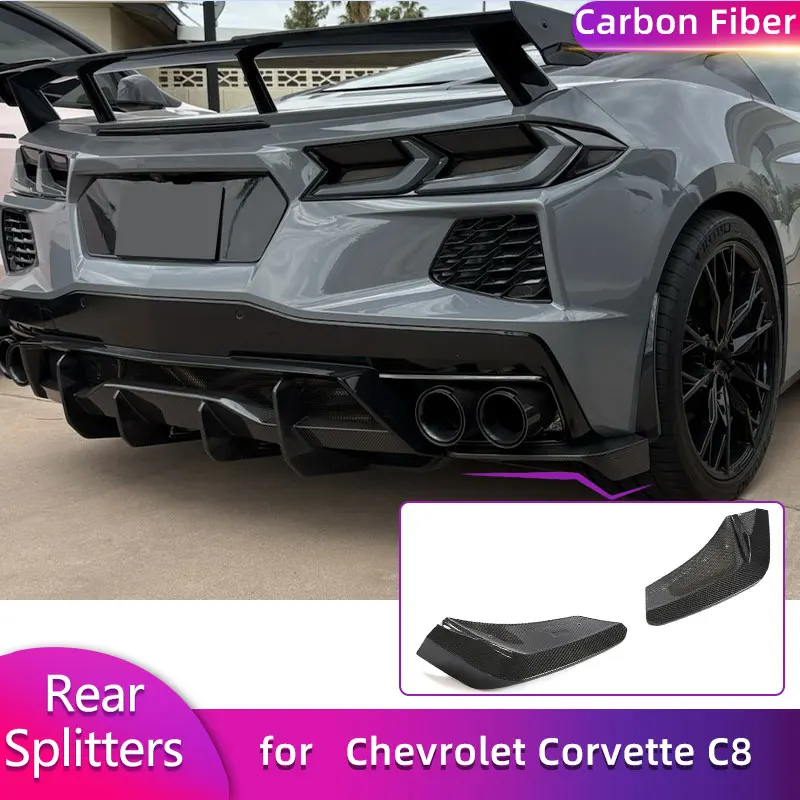 

Full Carbon Fiber Rear Bumper Splitters Fins for Chevrolet Corvette C8 Stingray 2020-2023 Car Rear Anti-Scratch Winglets FRP