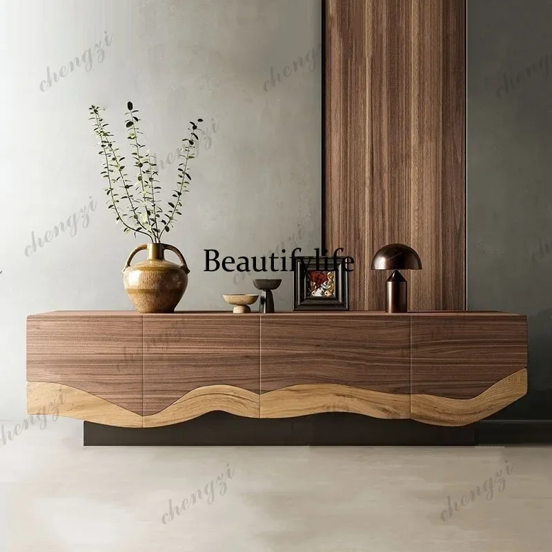 02M Solid wood TV cabinet Bedroom floor TV cabinet Storage locker Antique style