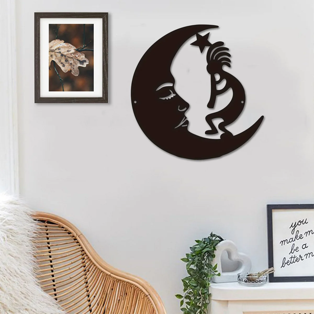 

1pc Metal Home Decor Art, Moon Metal Sign, Steel Outdoor Decor, Kokopelli Steel Decor Metal Wall Art Modern Wall Hanging Decor