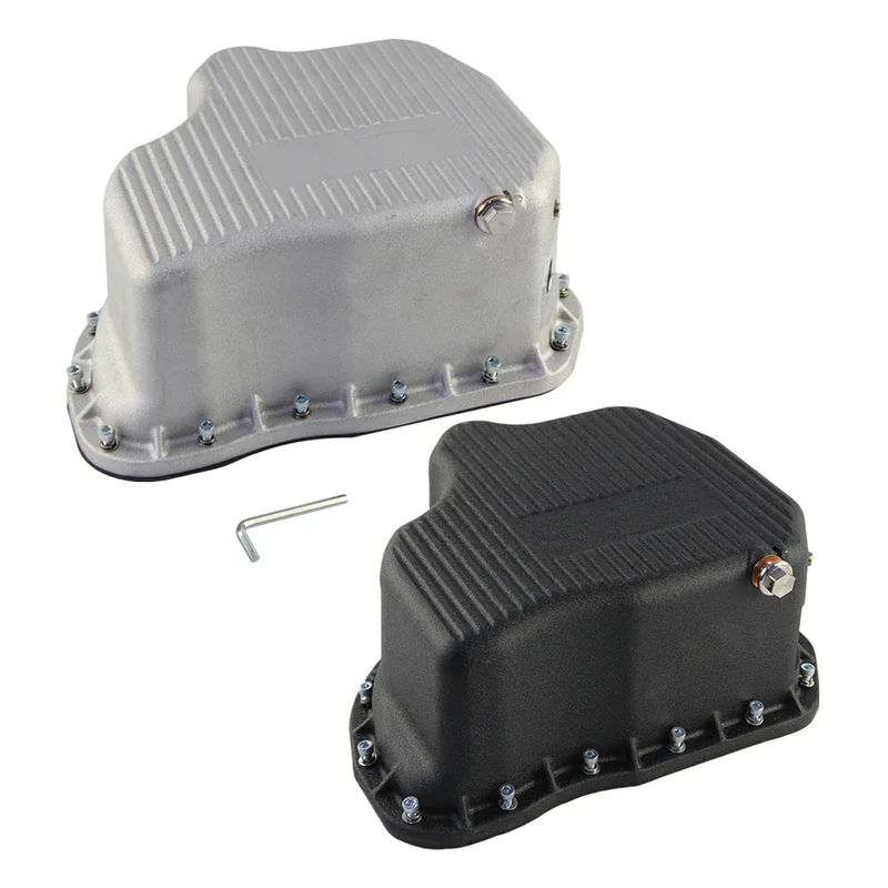 

High Capacity Cast Oil Pan Raw Finish For 2011-2016 GM Chevy Chevrolet 6.6 LML Duramax Aluminum Wrinkle Black/Primary Silver