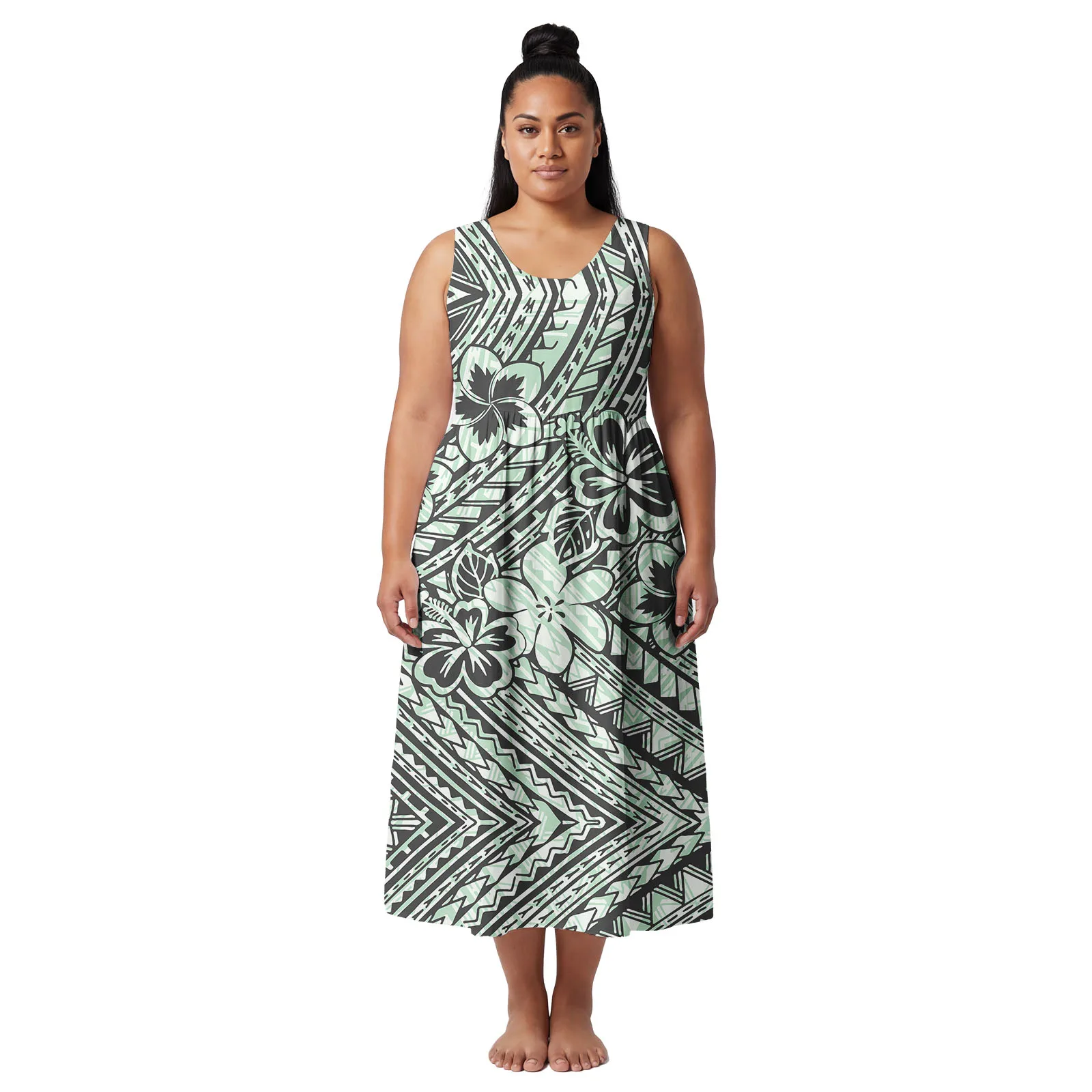 Custom Plus Size Clothes Polynesian Ethnic Style Maxi Skirts Creativity Design Lady Aloha Dresses Tribal Samoan Dress for Women view 5