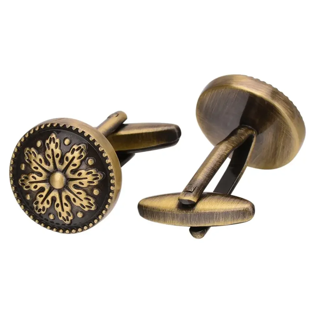 SAVOYSHI Vintage Bronze Pattern Shirt Cufflinks For Mens Brand Round Cuff Buttons Wedding Grooms Man Gift Jewelry