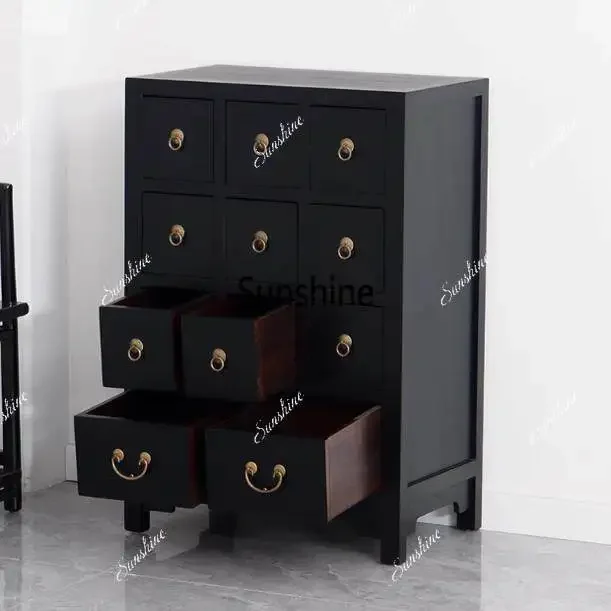 Antique new Chinese medicine cabinet custom solid wood black