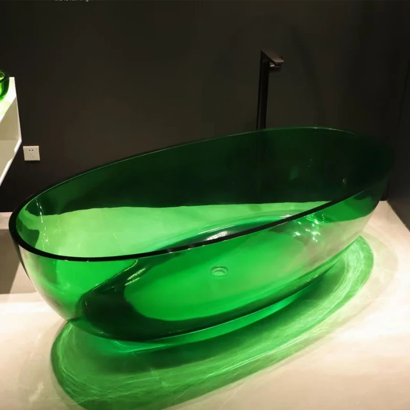 Use of easy-to-clean adult portable bathroom tub with freestanding clear tub