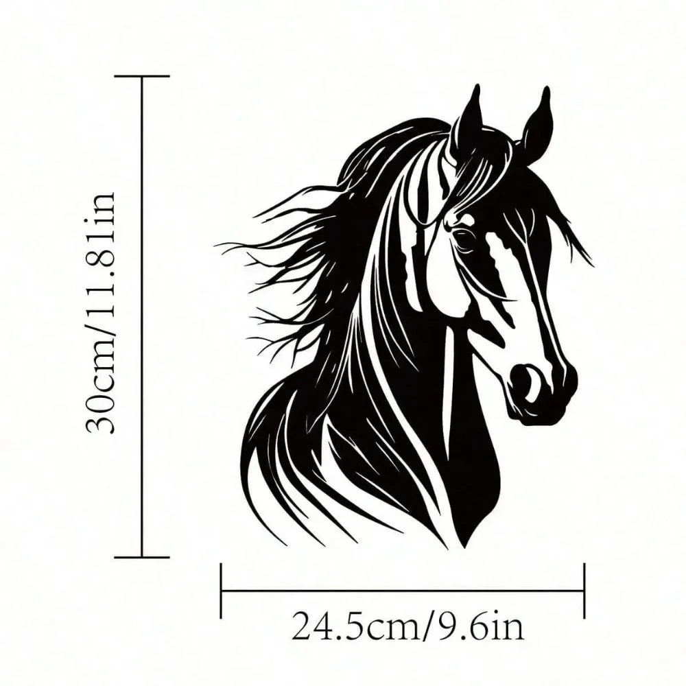 CIFBUY 1pc Horse Head Metal Wall Art, Iron Silhouette Sculpture Hook, Powder-Coated Rustproof Waterproof Hanging Ornament