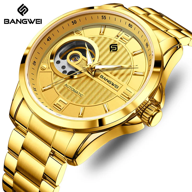 

BANGWEI 2025 часы для мужчин, модные деловые часы, мужские роскошные водонепроницаемые мужские механические наручные часы лучшего бренда, Reloj Hombre + коробка
