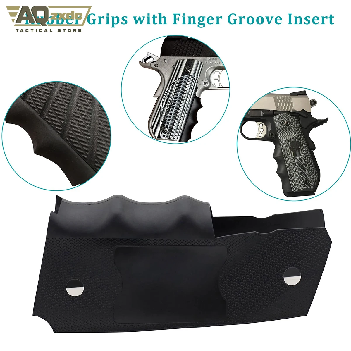 AQzxdc 2PCS Tactical Ergonomic Rubber Finger Groove Insert for Model 1911 and Equivalents PG1911-1 Uilt-In Cnti-Skid sheet