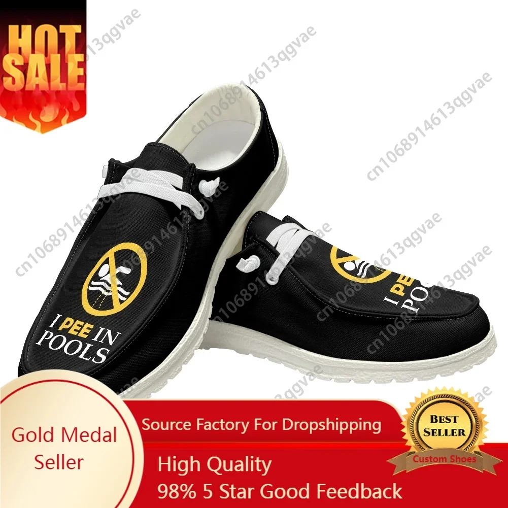 

I Pee in Pools Funny Word Casual Shoes Flat Shoe Men Woman Breathable Outdoor Lightweight Footwear Customized Made Casual Shoes