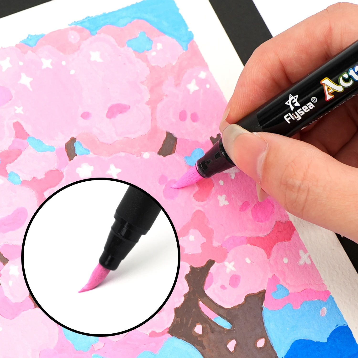 12/24/36 Acrylic Paint Pens,Brush Tip(1-6mm)Acrylic Paint Markers,Art Markers for Textile,Canvas,Rock,Glass,Woodr,Art Supplies