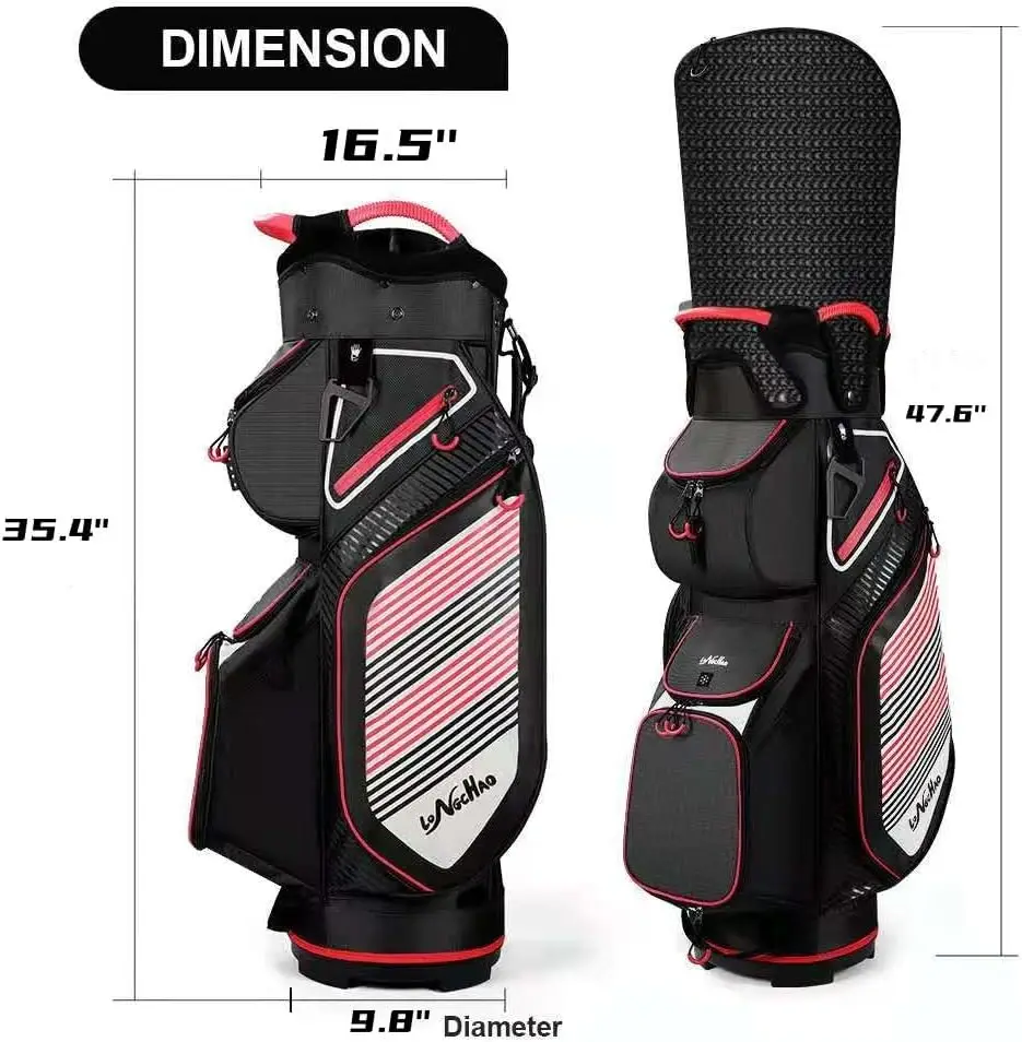 Cart Golf Bag 14 Way Divider Golf Push Cart Bag for Men Cart Bags with Cooler