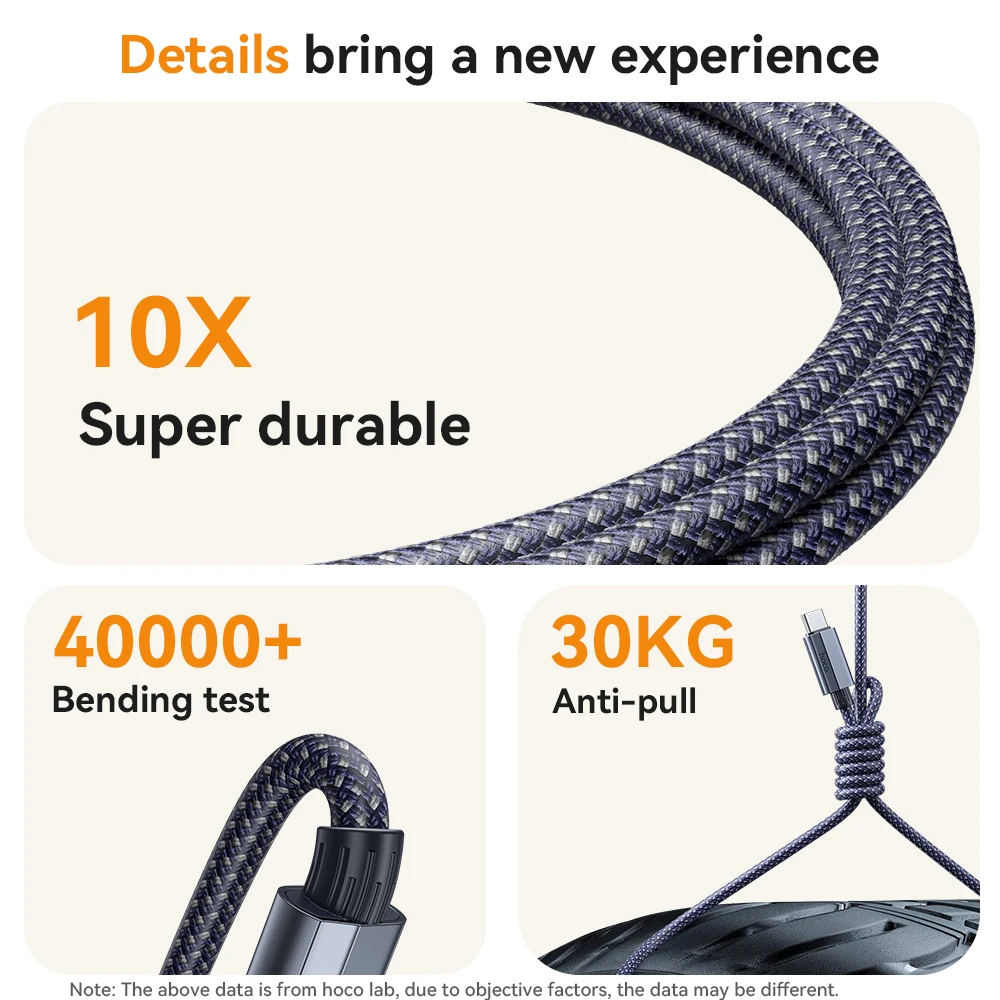 HOCO 240W USB C to C Cable PD3.1 Fast Charging For Macbook Pro Laptop 48V5A PD Wired Cord For Sasmusng S23 S24 Type C Data Cable