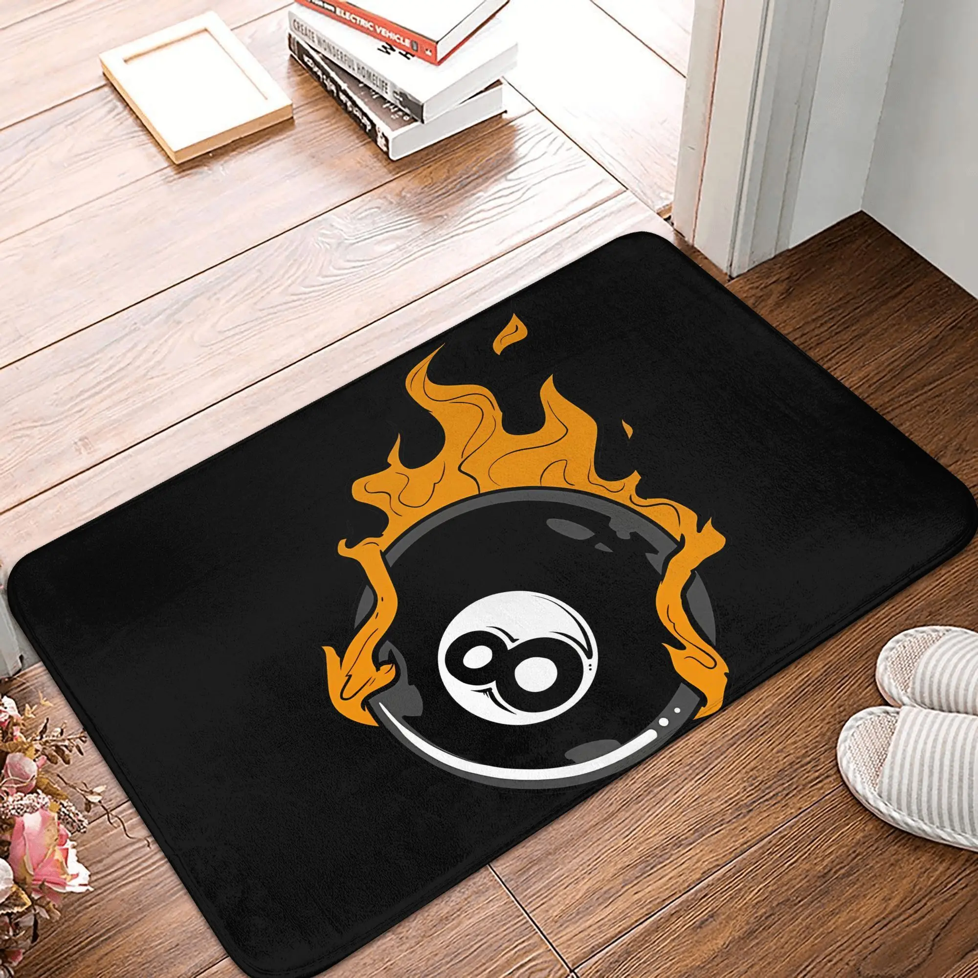 Stylish Infinity Symbol Door Mat Welcome Rug for Home Entrance Decor Yoga Spiritual Bathroom Floor Mats Black Flame Design