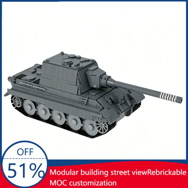 2168Pcs  Tank Jagdtiger Panzerjager Tiger Ausf B SdKfz 186 Custom Building Blocks Military Tank Model Education Assembly Toy
