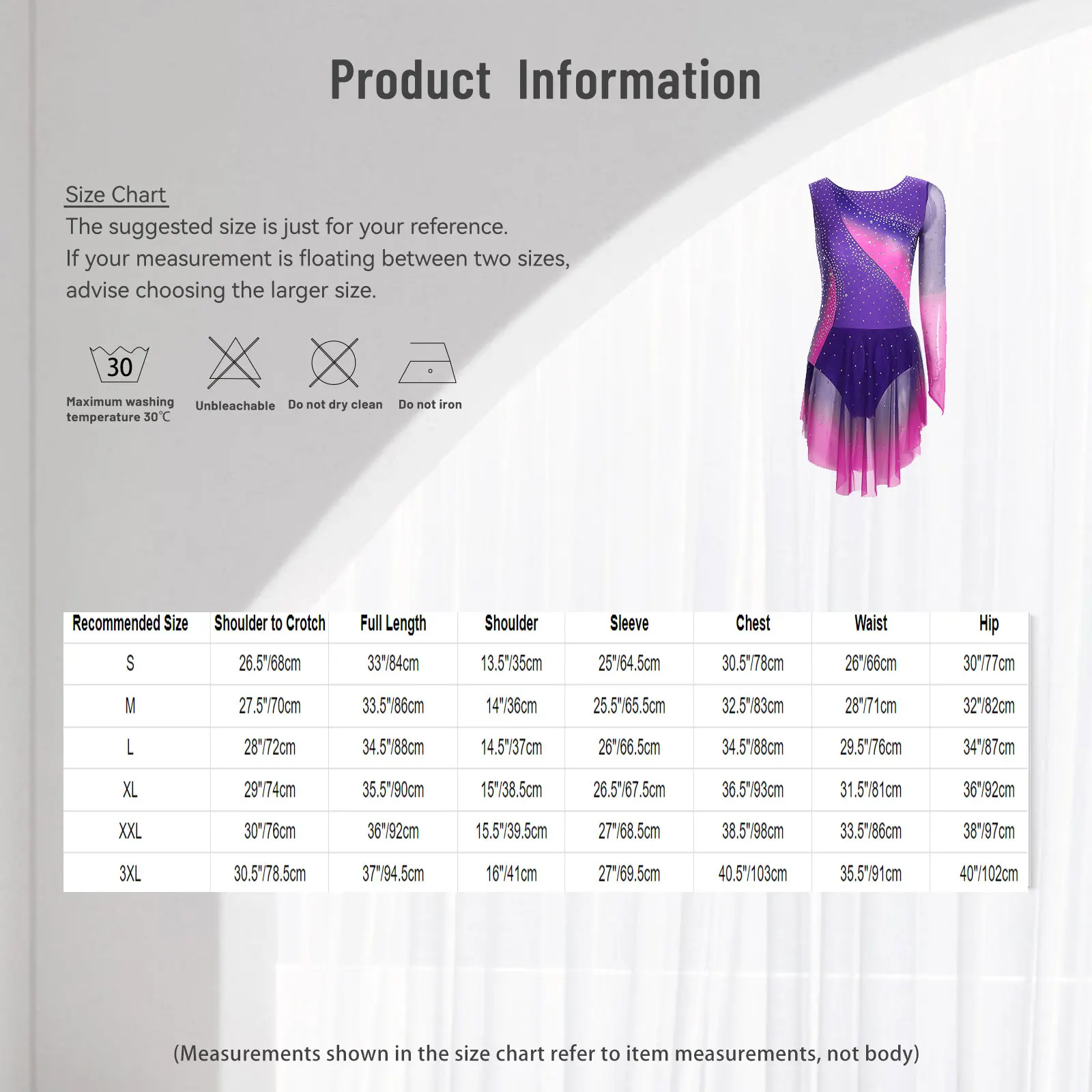 Kostum Senam Wanita Leotard Figure Skating Gaun Tari Lyrical Ballet Gradasi Berhias Rhinestone dengan Kelim Jaring Tidak Beraturan Bodysuit