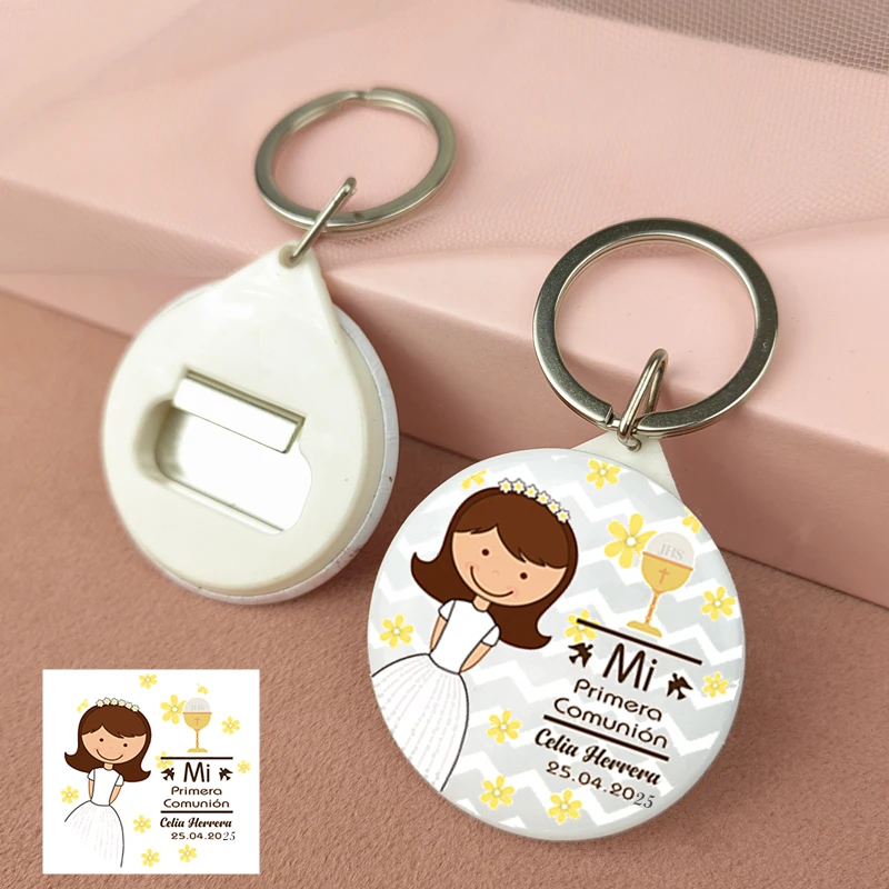 Personalized Baptism Favor Baby Christening Gift For Guests Mirror Bottle Opener Keychain Fridge Magnet First Communion Souvenir