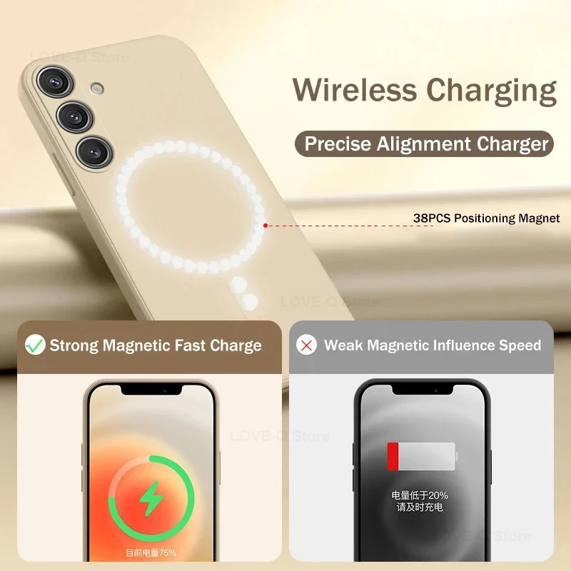 For Magsafe Magnetic Wireless Charge Case For Samsung Galaxy S25 S26 S24 S23 S 25 Ultra Plus FE Soft Cases Liquid Silicone Cover 썸네일 4
