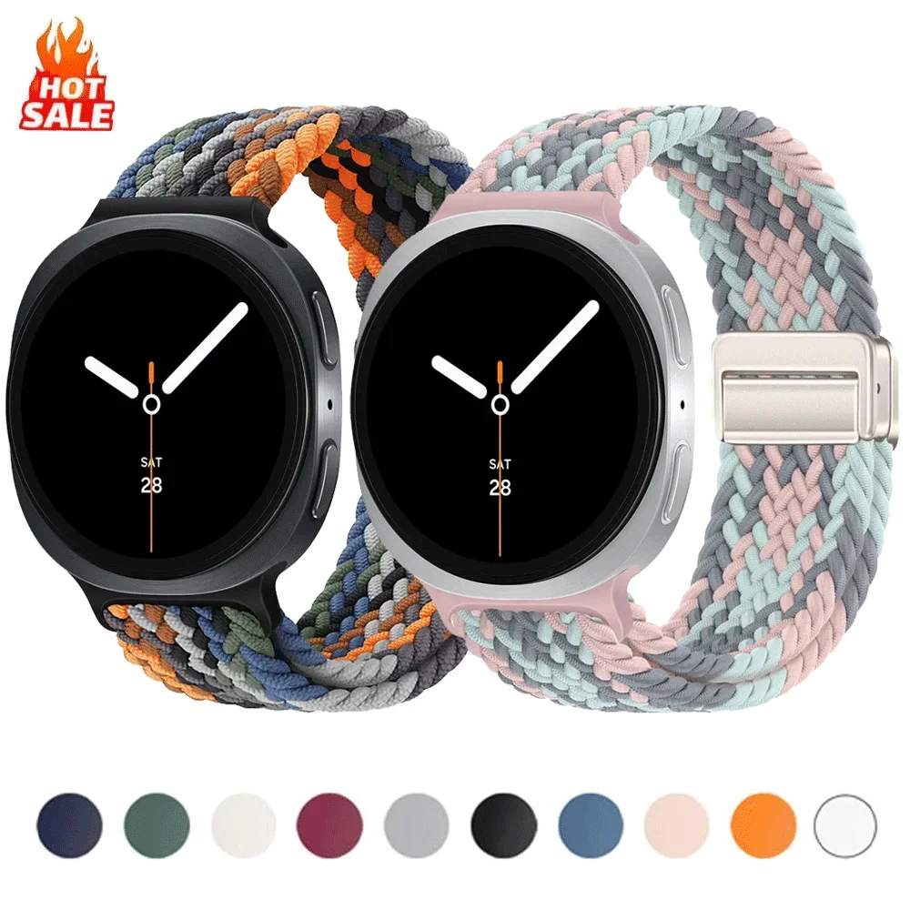 삼성 갤럭시 워치 8 40mm/44mm 밴드용 자석 나일론 브레이디드 솔로 루프 스트랩 갤럭시 워치 8 클래식 46MM 코레아용