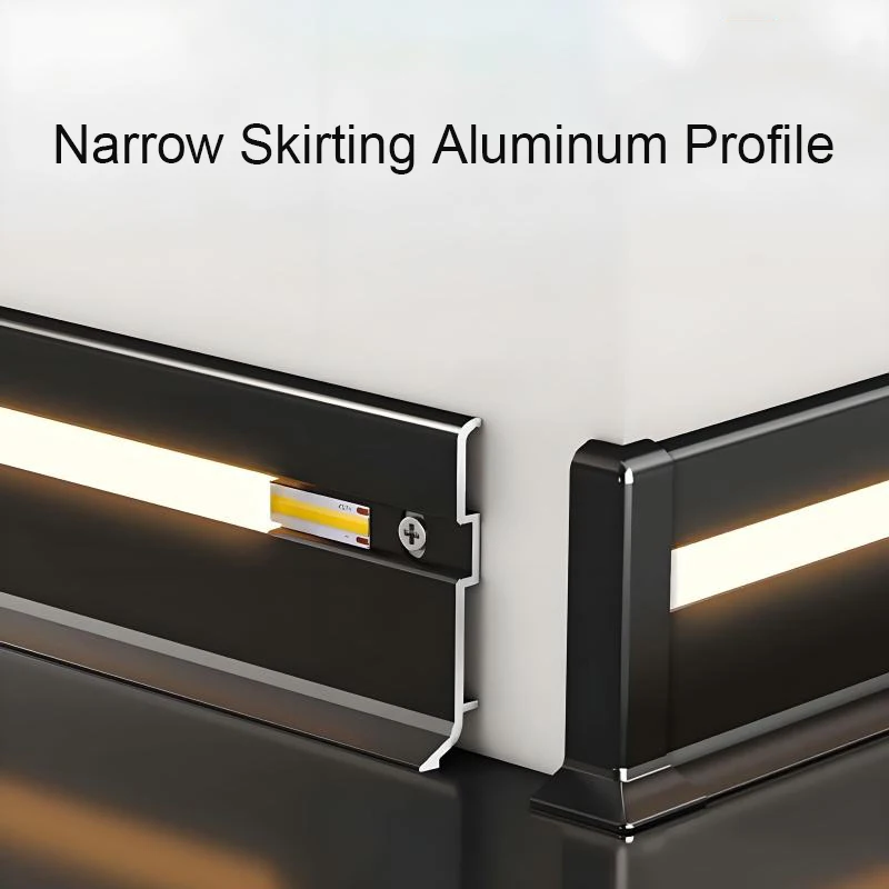 LED Skirting Board Aluminium Profile Extremely Narrow Led Channel Wall Corner Baseboard Line Strip Light