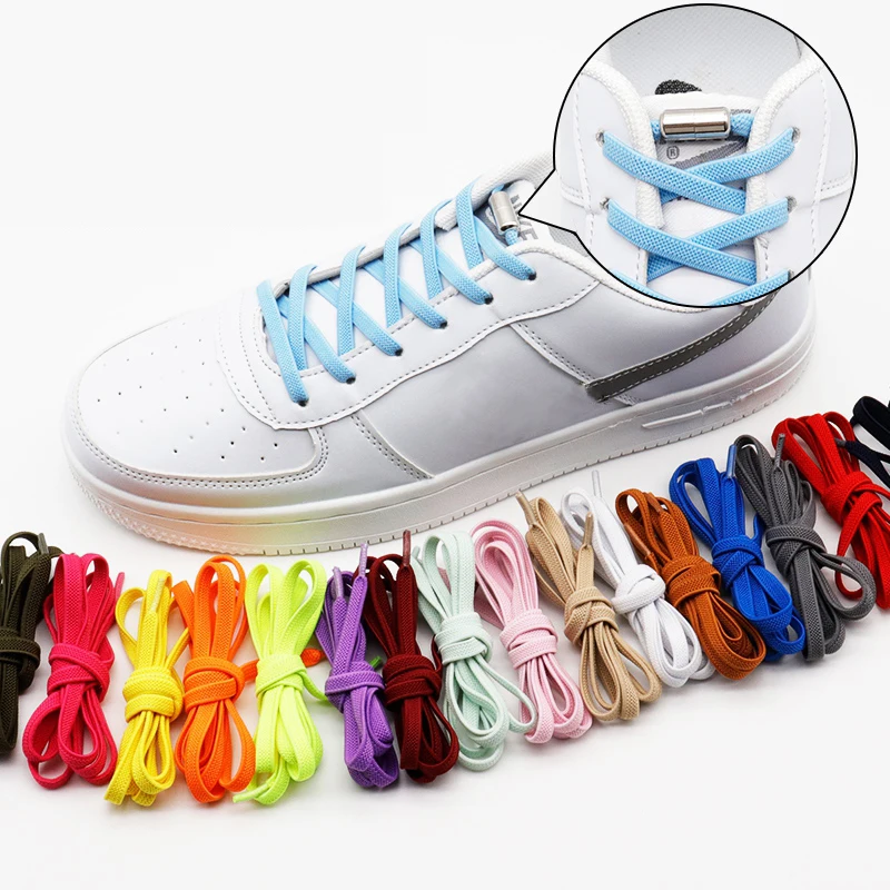 Cordones elásticos sin cordones para zapatos, cierre de Metal, zapatillas de deporte creativas para niños y adultos, cordones planos de seguridad