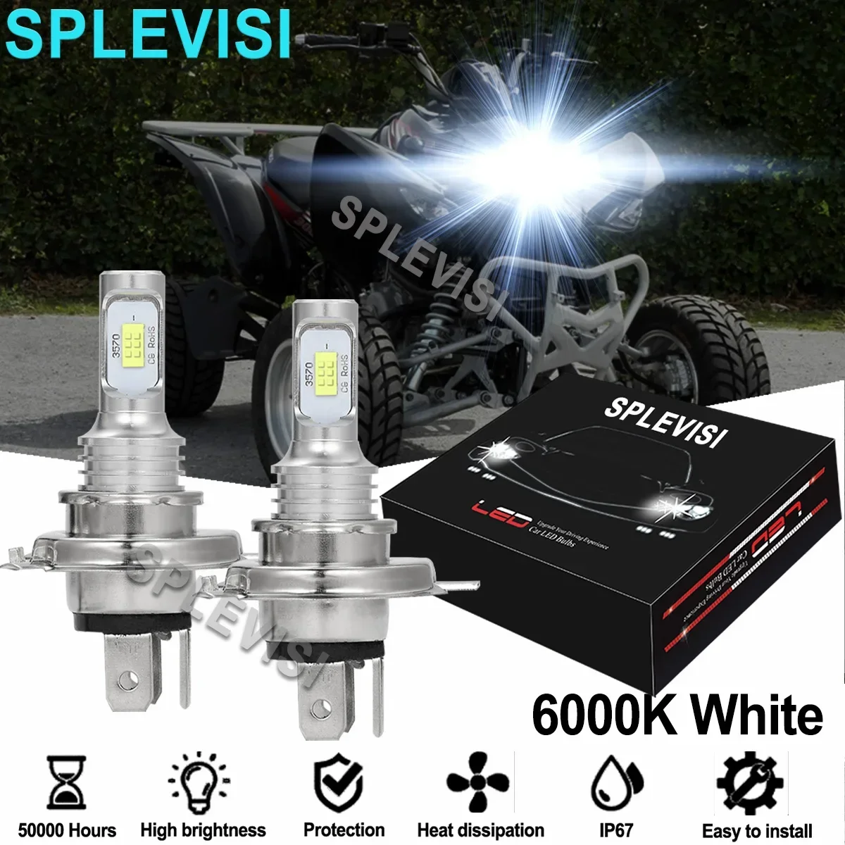 

2PCS Bright White LED Headlight Bulbs 6000K Kit For Arctic Cat 250 300 350 366 400 425 450 Snowmoble