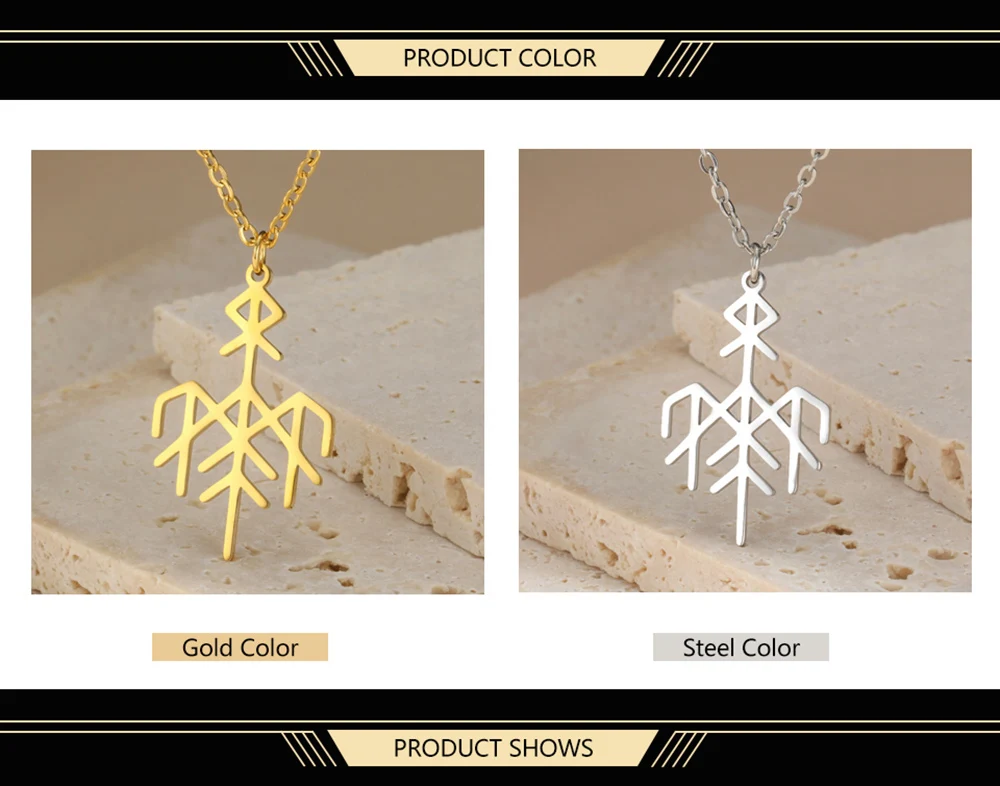 Dawapara Wardruna Symbol Halskette Älteres Futhark Nordisches Runen-Anhänger Schutzamulett Edelstahl-Schmuck – Detail 5