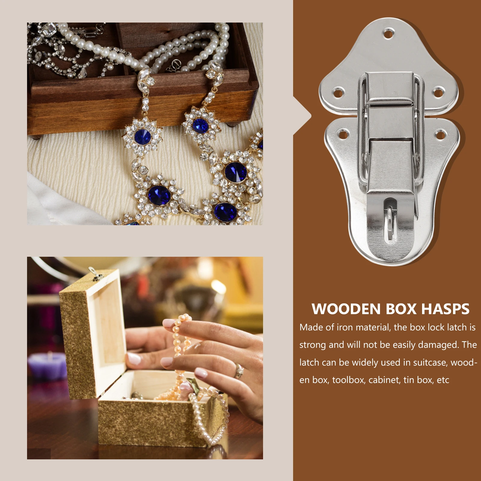

8pcs Iron Latch for Suitcase Wooden Box Toolbox Hasps Cabinet Wooden Box Hasps Hasp Toggle Stable