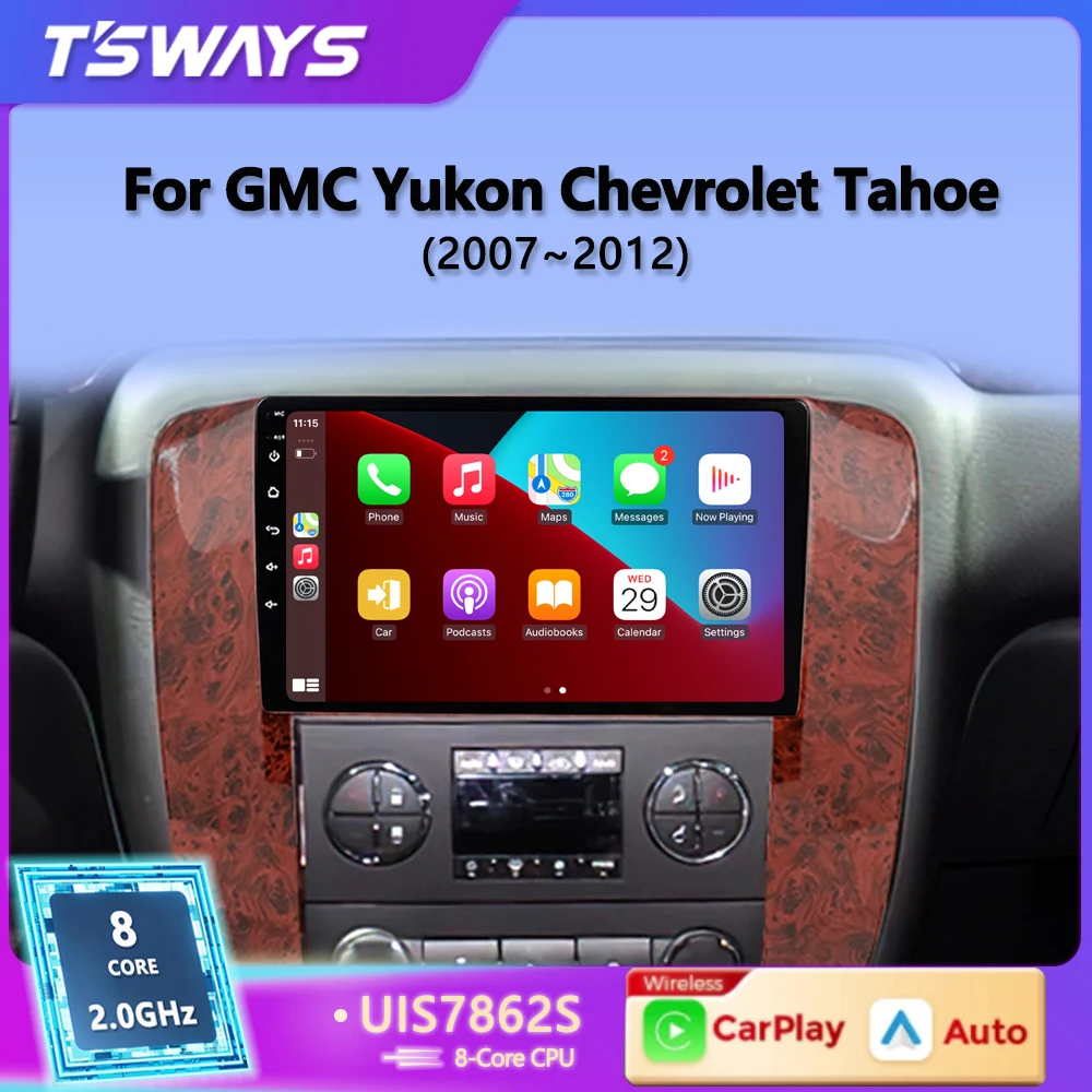 Tsways L6 Pro 2 din Android 12 Auto Carplay For GMC Yukon Chevrolet Tahoe Suburban 2007-2012 Car Radio Multimedia Stereo GPS dvd