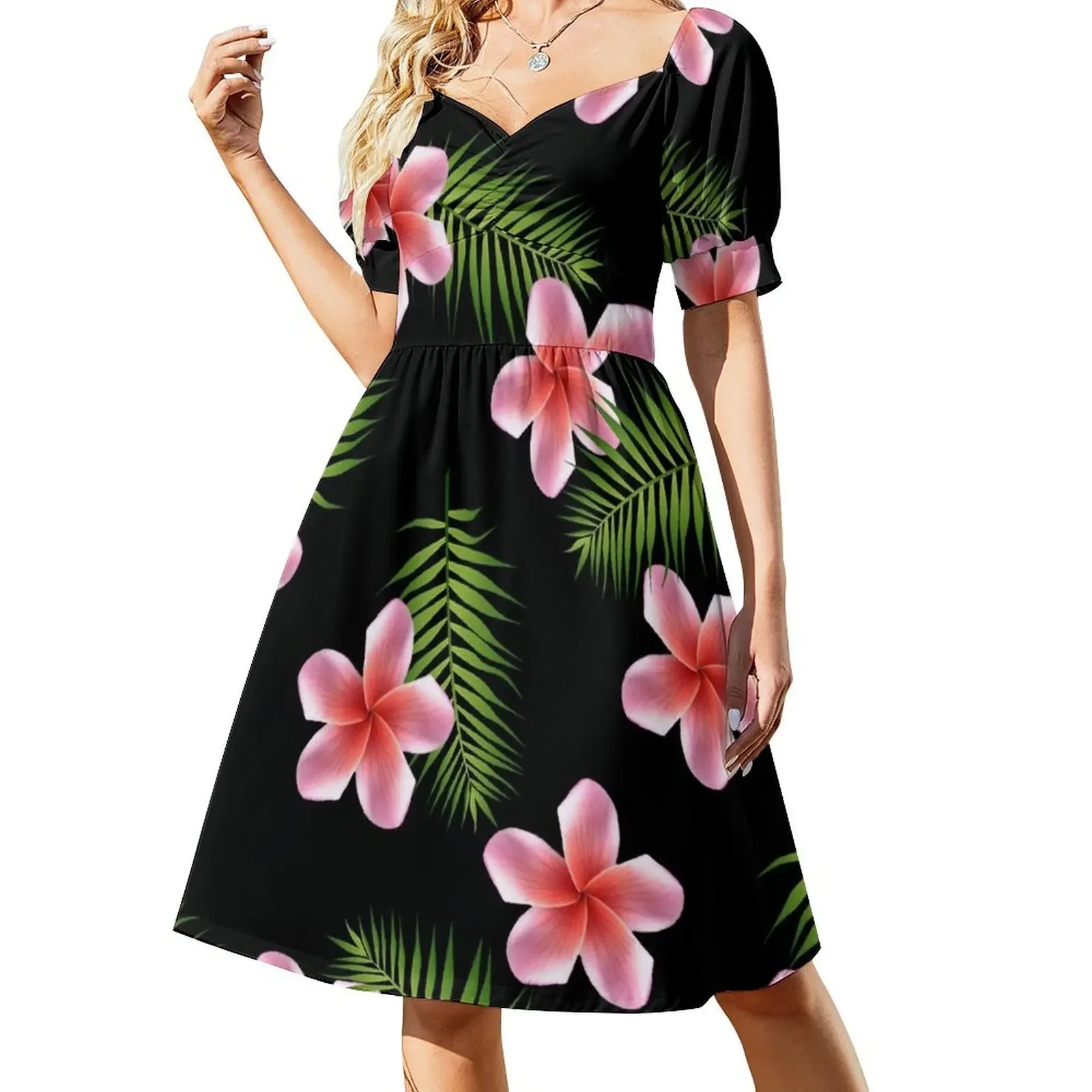 

Tropical Palm Leaves and Flowers (from the Hawaiian Breeze line) Short-Sleeved Dress Clothing female