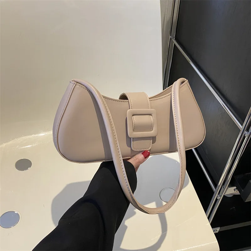 2023 New Korean Fashion Small Square Bag Women\'s Solid PU One Shoulder Bag Texture Crossbody Bag All-Matched Underarm Bag