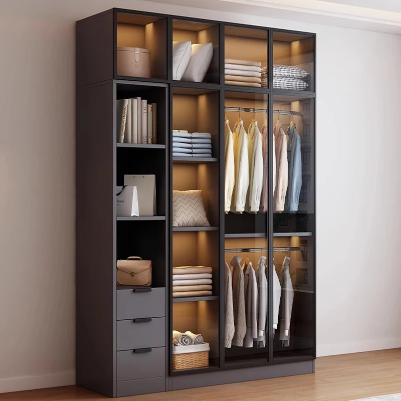 

Organizer Storage Wardrobe Clothes Bedroom Display Nordic Wooden Wardrobe Modern Cheap Simple Armable Ropero Salon Furniture