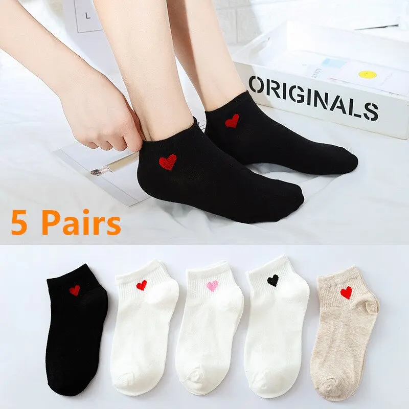 5 Pairs of Popular Female Socks, Macaron Japanese Boat Socks, Short Tube Cotton Socks, Thin Sports Socks