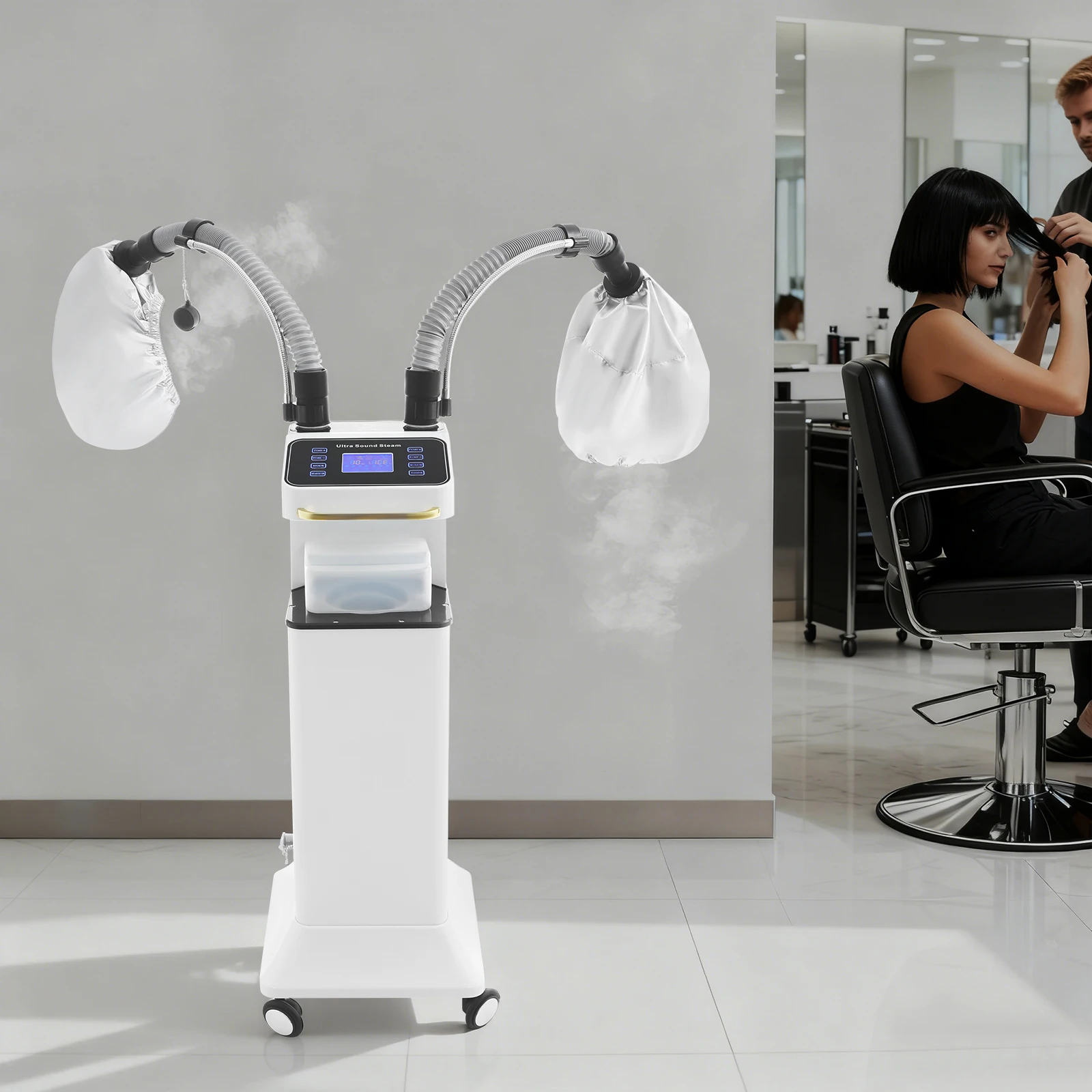 

Nano Hair Steamer, 650W Ultrasonic Hair Care Steamer Machine, White Hooded Hair Dryer for Deep Conditioning, Moisturizing Repair