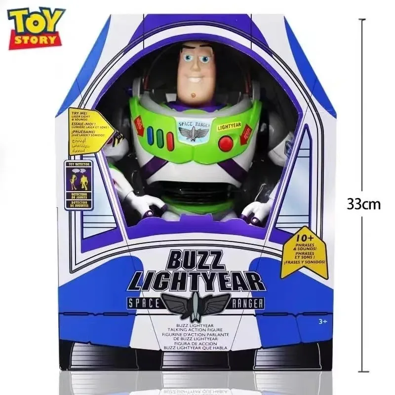Juguete de Buzz Lightyear de Toy Story, Cápsula Espacial, Modelo de Juguete que Habla con Sonido, Luz y Articulaciones Móviles, Regalo Coleccionable para Niños