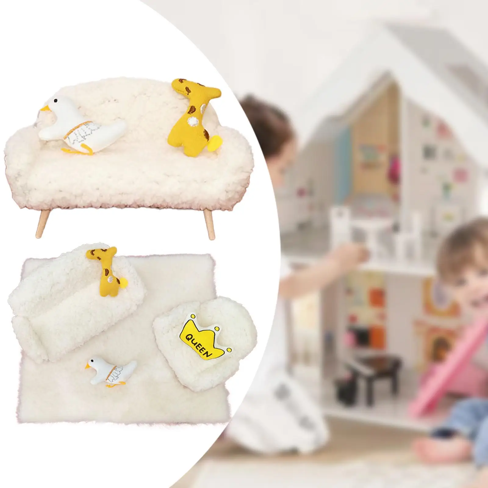 

Миниатюрный диван с подушкой в масштабе 1:12 для гостиной