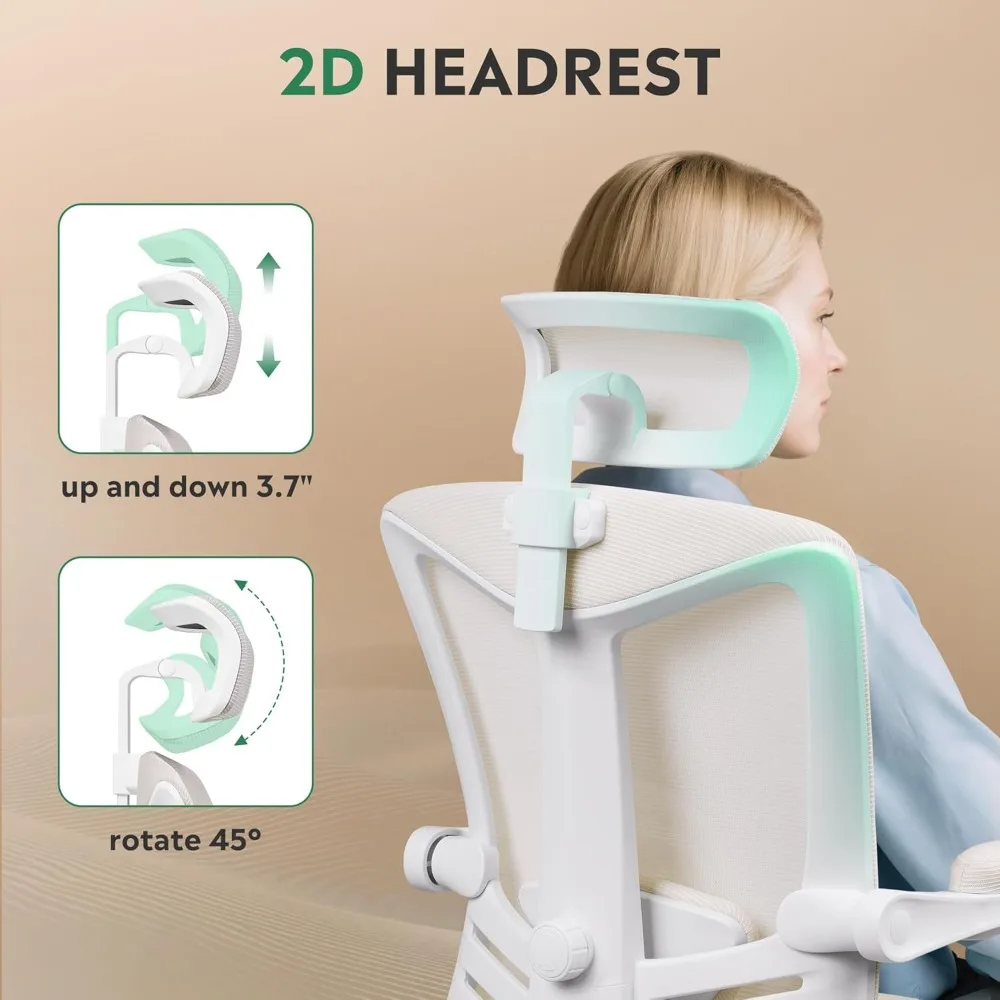 كرسي مكتب شبكي مريح مع مسند للقدمين، كرسي كمبيوتر مريح كبير وطويل القامة مع قطني قابل للتعديل